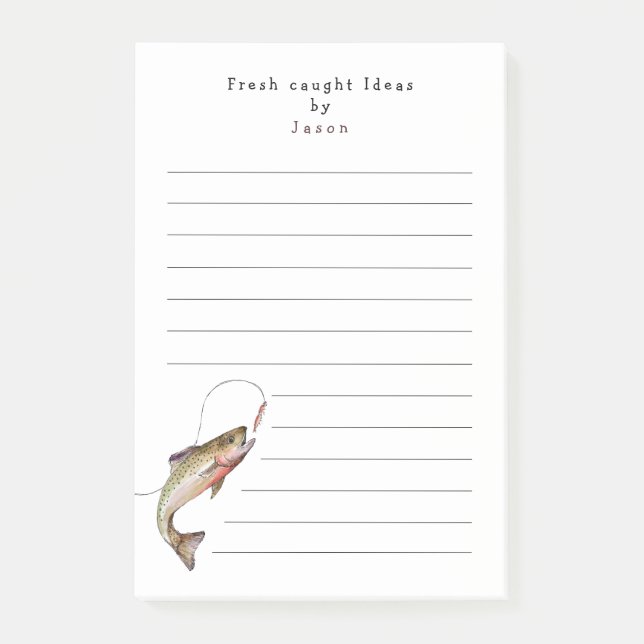 Funny Fisherman fishing personalised Post-it Notes (Front)