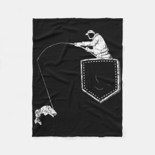 Funny Fisherman Fishing Pocket T Shirt For Father Fleece Blanket