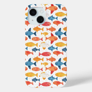 Funny Fishes Colourful Pattern iPhone 15 Case