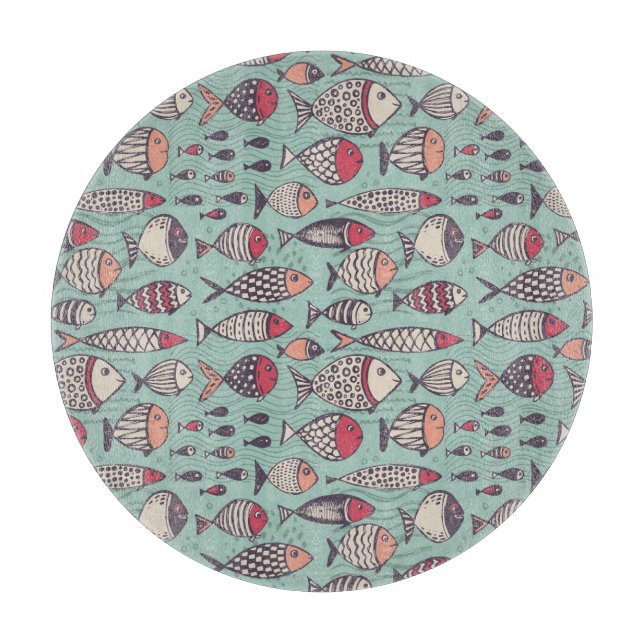 Funny fishes: hand-drawn seamless pattern. cutting board (Front)