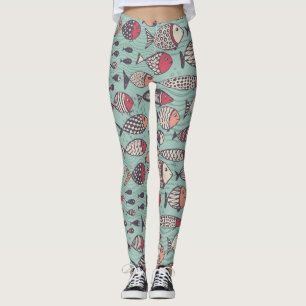Funny fishes: hand-drawn seamless pattern. leggings