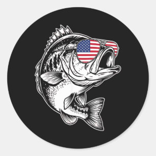 Funny Fishing American Flag Fisherman B Fishing Classic Round Sticker