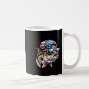 Funny Fishing And Fisherman Gift American Flag  Coffee Mug