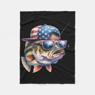 Funny Fishing And Fisherman Gift American Flag Fleece Blanket