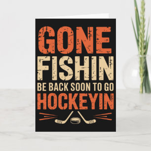 Funny Fishing And Hockey Outdoor Card