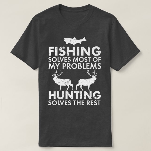Funny Fishing And Hunting Gift Christmas Humour Hu T-Shirt (Design Front)