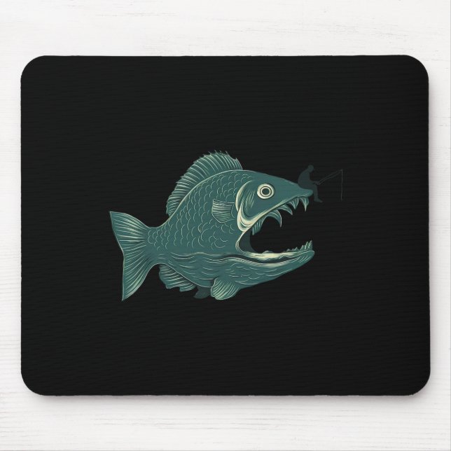 Funny Fishing Big Funny Fish With Fisherman Fishin Mouse Pad (Front)