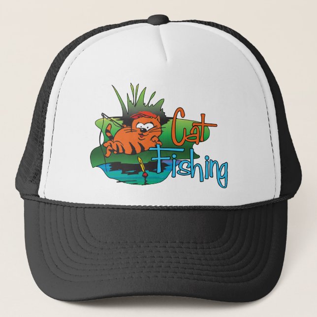 Funny Fishing - Cat Fishing Trucker Hat (Front)