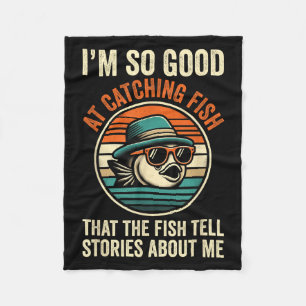 Funny Fishing Catching Fish Vintage Fisherman B Gr Fleece Blanket