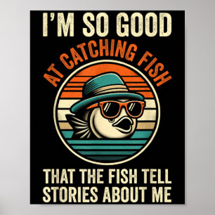 Funny Fishing Catching Fish Vintage Fisherman B Gr Poster