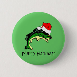 Funny fishing Christmas 6 Cm Round Badge