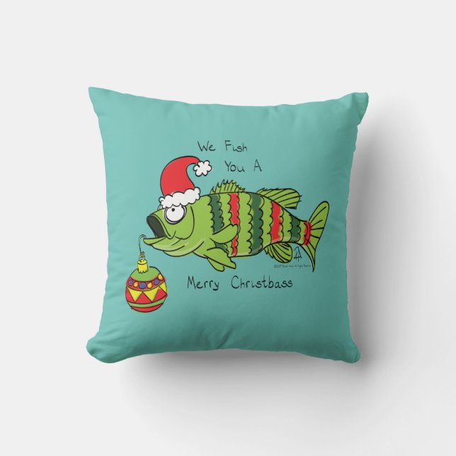 Funny Fishing Christmas Cushion (Front)