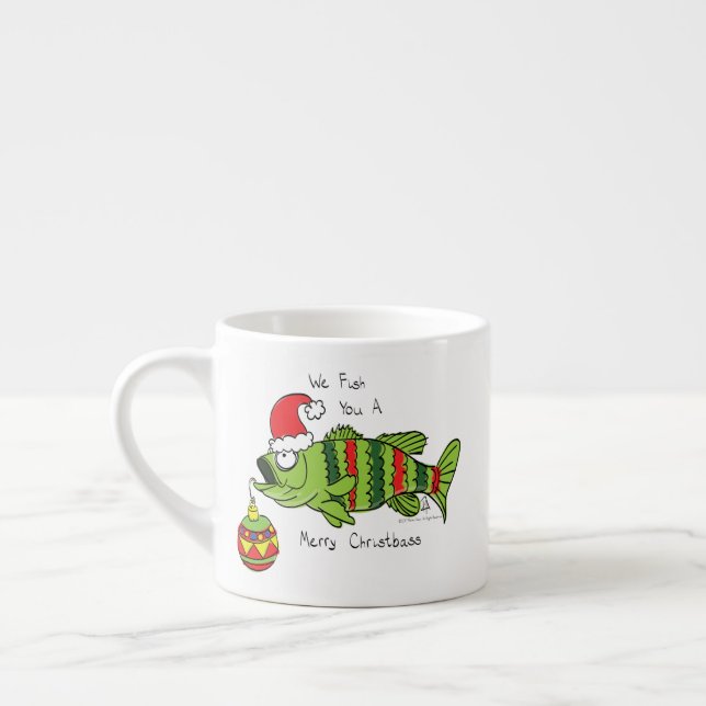 Funny Fishing Christmas Espresso Cup (Left)