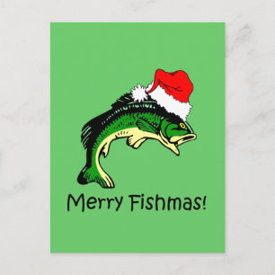 Funny fishing Christmas Holiday Postcard