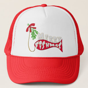 Funny Fishing Christmas Merry Fishmas Trucker Hat