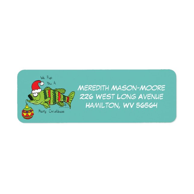 Funny Fishing Christmas Return Address Label (Front)