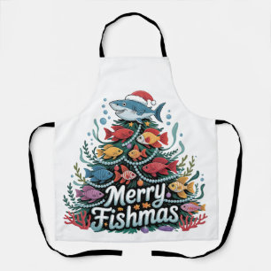 Funny Fishing Christmas Tree Fish Fisher Lover Apron