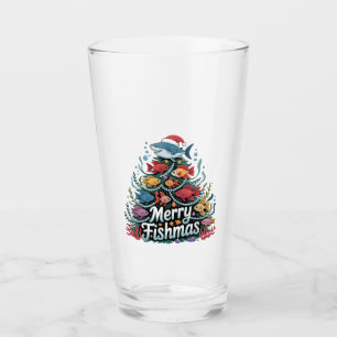 Funny Fishing Christmas Tree Fish Fisher Lover Glass