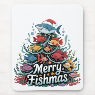 Funny Fishing Christmas Tree Fish Fisher Lover  Mouse Pad