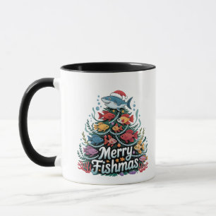 Funny Fishing Christmas Tree Fish Fisher Lover Mug
