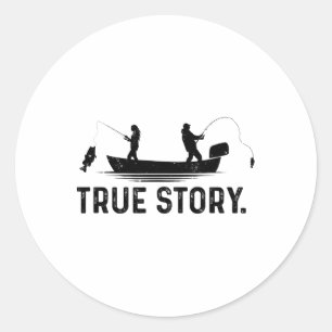 Funny Fishing Couple Men Women Classic Round Sticker
