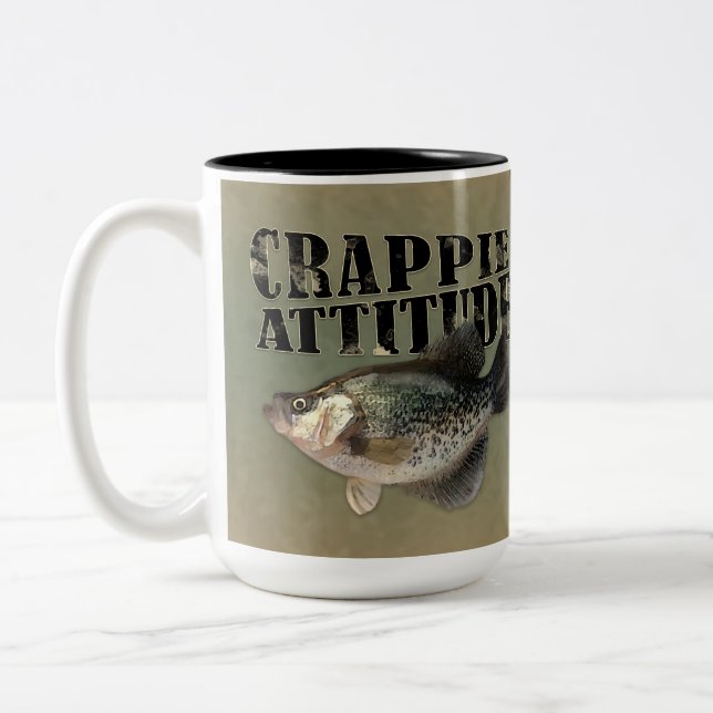 Funny Fishing Crappie Attitude Two-Tone Coffee Mug (Left)