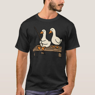 Funny Fishing Ducks Cartoon Duck Fisherman T-Shirt