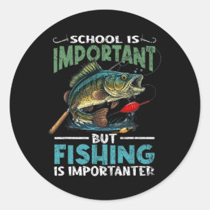 Funny Fishing For Boys Kids Youth Fish Saying B Fi Classic Round Sticker