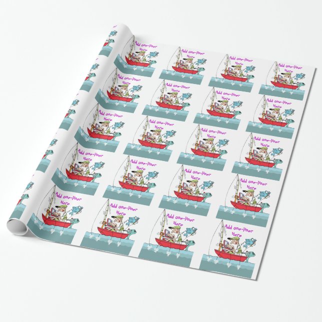 Funny Fishing Gag Gift Personalised Wrapping Paper (Unrolled)