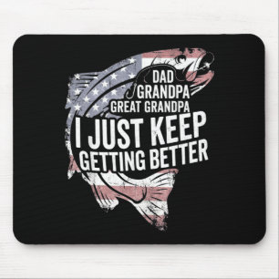 Funny fishing grandpa dad patriotic fisherman mouse pad