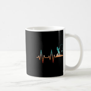 Funny Fishing Heartbeat B Fish Retro Fisherman  Coffee Mug