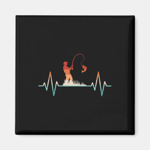Funny Fishing Heartbeat Retro Fish Fisherman Magnet