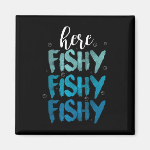 Funny Fishing Here Fishy Love Summer Lake Gift Magnet