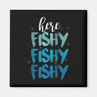 Funny Fishing Here Fishy Love Summer Lake Gift  Magnet