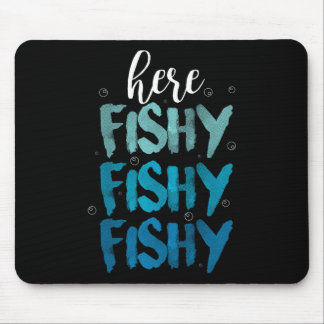 Funny Fishing Here Fishy Love Summer Lake Gift  Mouse Pad