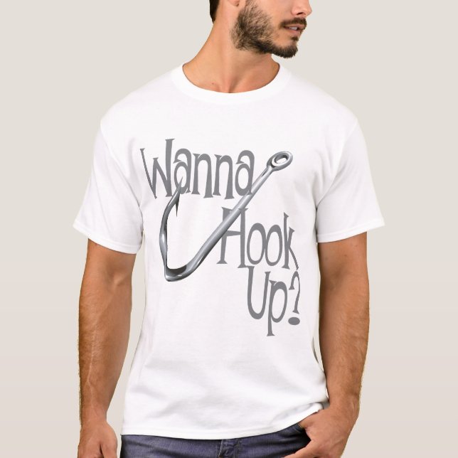 Funny Fishing- Hook UP Dating T-Shirt (Front)