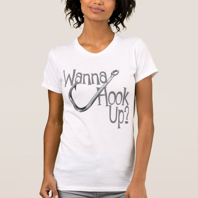 Funny Fishing- Hook UP Dating T-Shirt (Front)