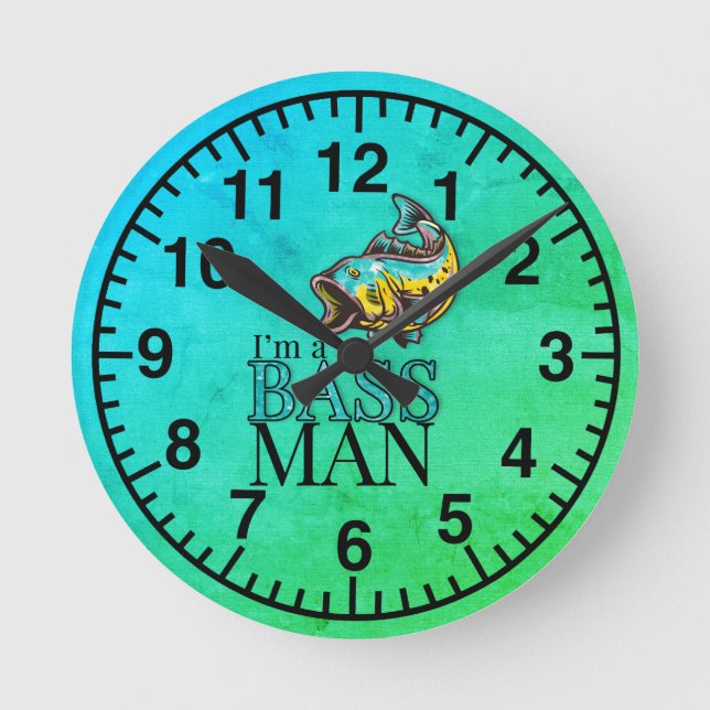 Funny Fishing Humor for the BASS MAN Round Clock (Front)