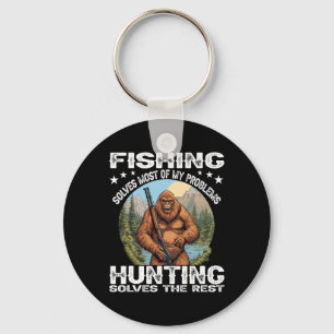 Funny Fishing Hunting Gift Halloween Humour Hunter Key Ring