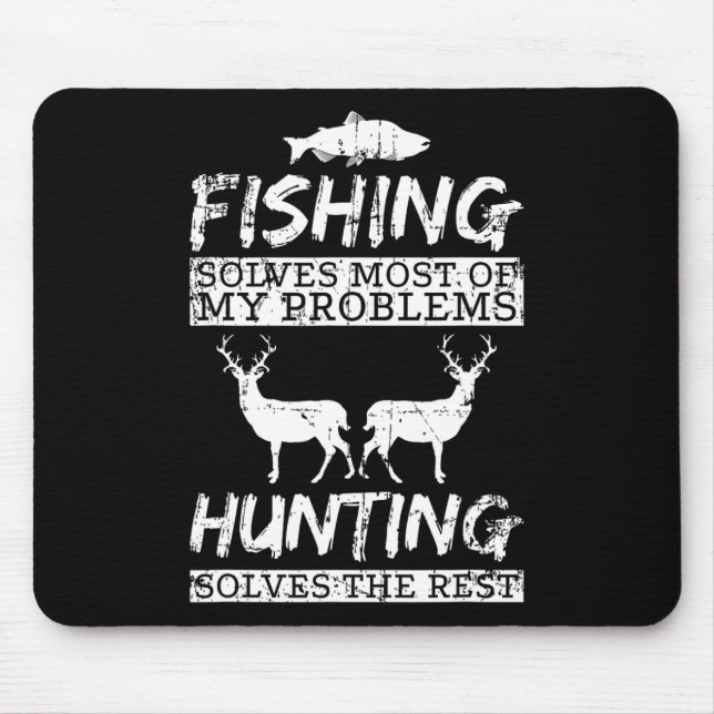 Funny Fishing Hunting Solves Problem Fish Deer Big Mouse Pad (Front)