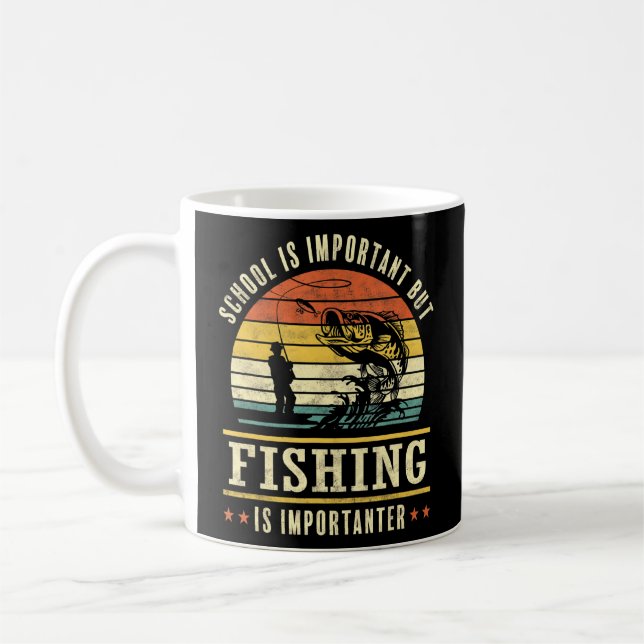 Funny Fishing Is Importanter Fisherman  Coffee Mug (Left)