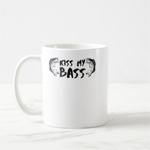 Funny Fishing Kiss My Bass Black Text With Bass Fi Coffee Mug