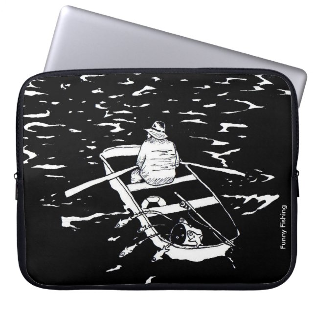 Funny Fishing Laptop Sleeve (Front)