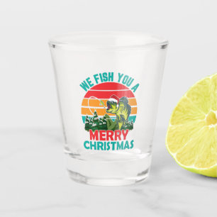 Funny fishing lovers word art shot glass