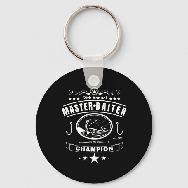 Funny Fishing Master Baiter Champion Men's Gift  Key Ring (Front)
