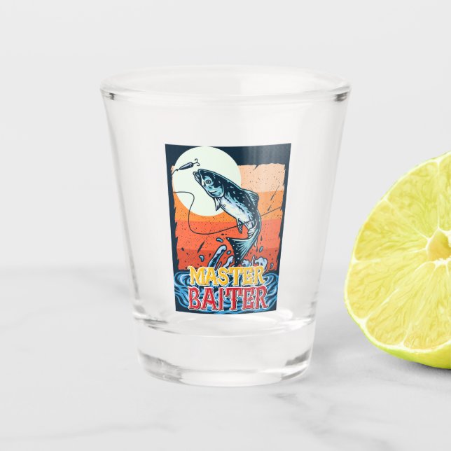 Funny Fishing Master Baiter Shot Glass (Front)
