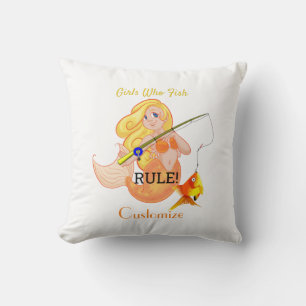 Funny Fishing Mermaid Girl Thunder_Cove Cushion
