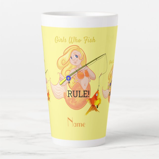 Funny Fishing Mermaid Girl Thunder_Cove   Latte Mug (Front)