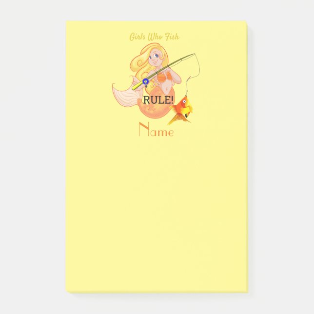 Funny Fishing Mermaid Girl Thunder_Cove   Post-it Notes (Front)