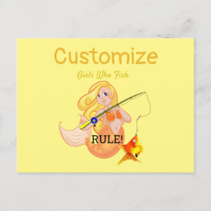 Funny Fishing Mermaid Girl Thunder_Cove Postcard
